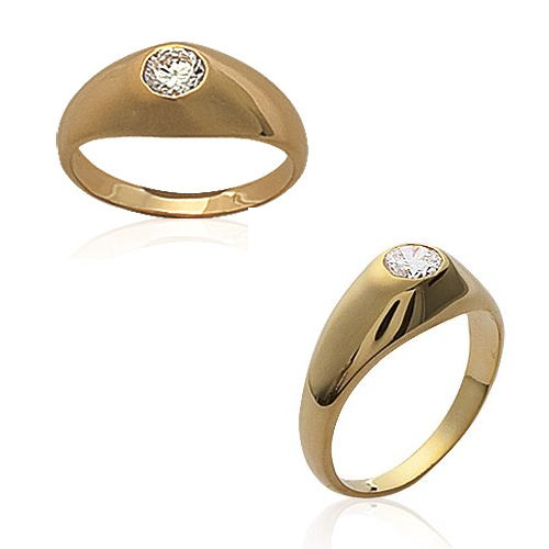 Bague jonc solitaire - , plaqué