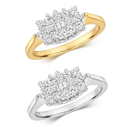Bague femme blanc jaune - or, 9